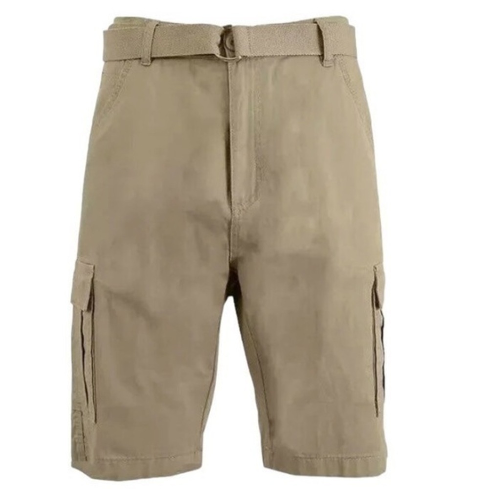Khaki Belted Flex Cargo Shorts